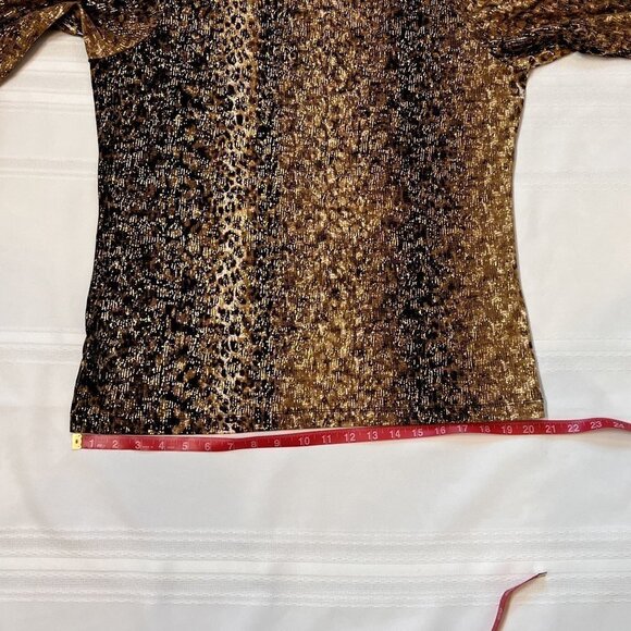 Ruby Rd. Favorites Animal Print Gold Metallic 3/4 Sleeve Pullover Size M EUC - Picture 6 of 9